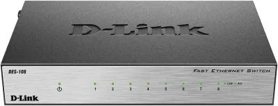 D-Link DES-108/E 8-Port 10/100/1000Base-T Unmanaged Fast Ethernet Switch