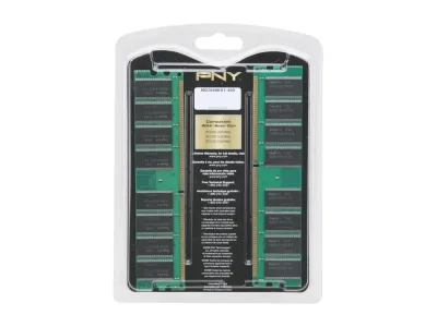 PNY DIMM10512N/3200-BX 512MB DDR-400MHz PC3200 non-ECC Unbuffered CL3 184-Pin DIMM Memory Module