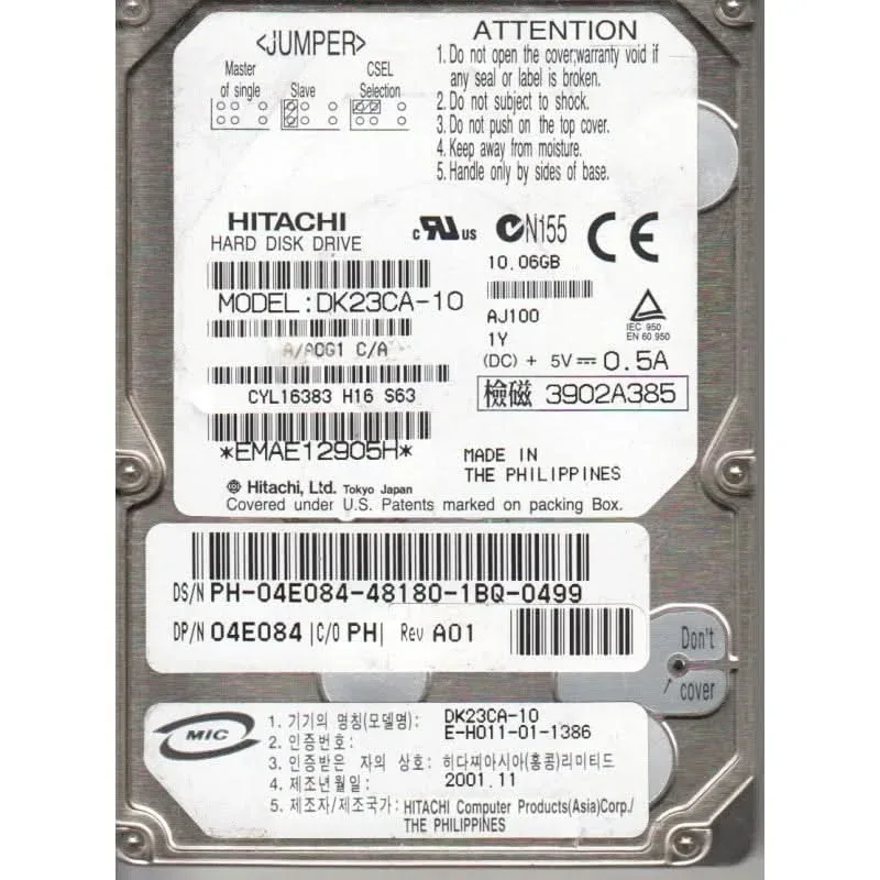 DK23FA-20J - Hitachi Endurastar J4K20 20GB 4200RPM ATA-100 8MB Cache 2.5-inch Hard Disk Drive