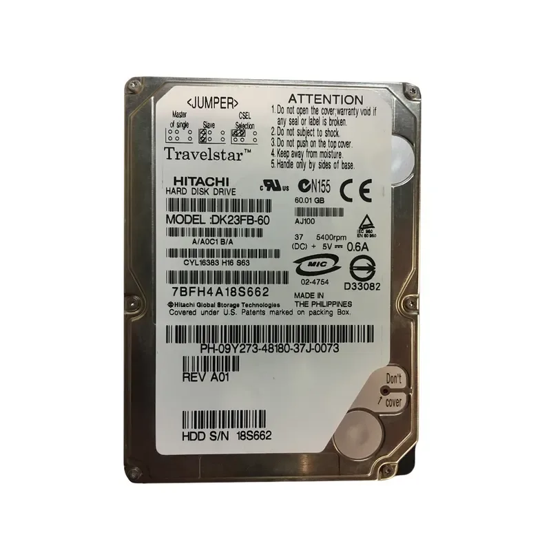 DK23FB-60 - Hitachi 60GB 5400RPM ATA-100 2.5-inch Hard Drive