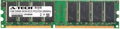 Dataram DRL600/1024 1GB DDR-266MHz PC2100 ECC Unbuffered CL2.5 184-Pin DIMM Memory Module