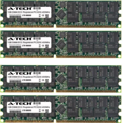 Dataram DRSV40Z4/8GB 8GB Kit (2 X 4GB) DDR-400MHz PC3200 ECC Registered CL3 184-Pin DIMM Memory