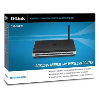 DSL-2640B - D-Link Wireless Broadband Router 4 x 10/100Base-TX Network LAN, 1 x ADSL Network WAN IEEE 802.11b/g 54Mbps