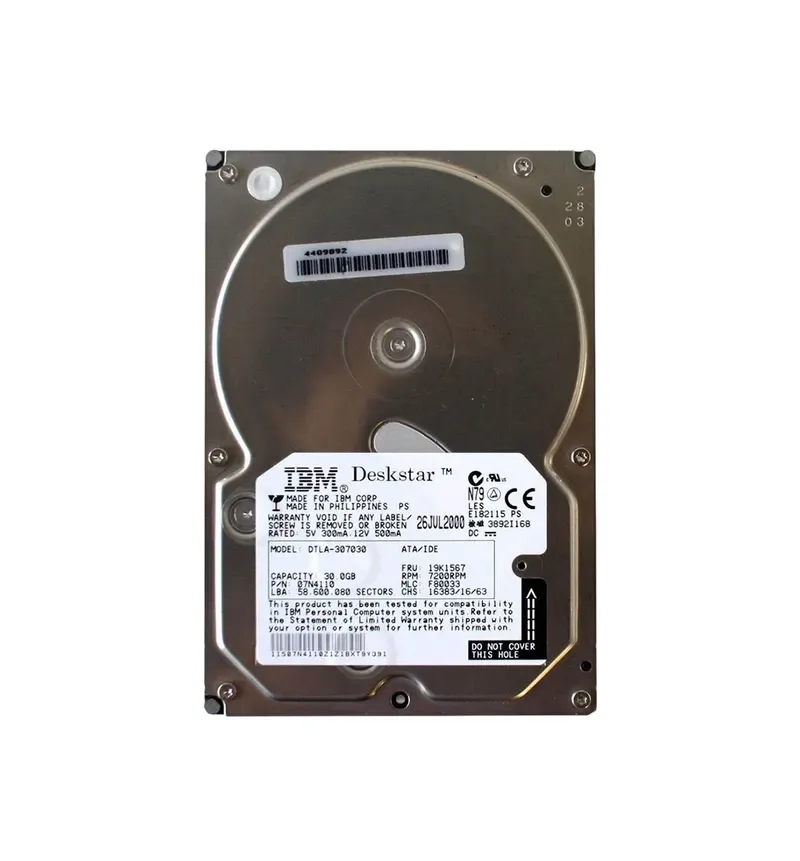 DTLA-307030 - IBM 30.7GB 7200RPM ATA-100 IDE 3.5-inch Desktop Hard Drive