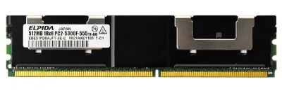 EBE51FD8AJFT-6E-E - Elpida 512MB DDR2-667MHz PC2-5300 ECC Fully Buffered CL5 240-Pin DIMM Single Rank Memory Module