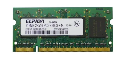 EBE52UD6AFSA-5C-E - Elpida 512MB DDR2-533MHz PC2-4200 non-ECC Unbuffered CL4 200-Pin SoDimm Dual Rank Memory Module