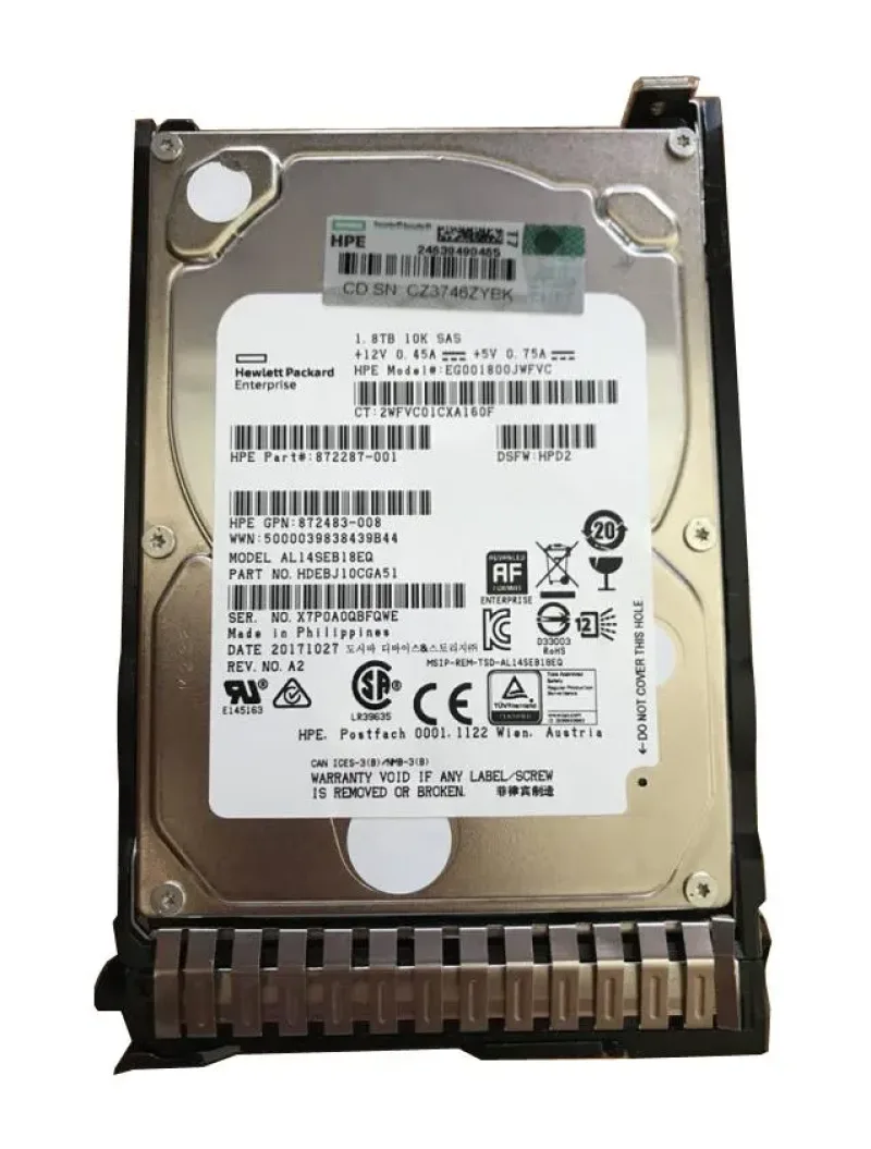 EG001800JWFVC - HP 1.8TB 10000RPM SAS 12Gb/s 2.5-inch Hard Drive