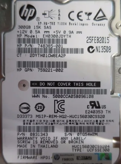 EM174AA - HP 300GB 15000RPM SAS 3GB/s Hot Swap Single Port 3.5-inch Hard Drive