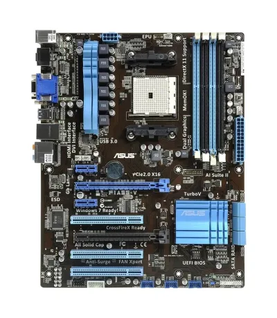 F1A55-V - Asus Desktop Motherboard AMD Hudson D2 Chipset Socket FM1 ATX 1 x Processor Support 64GB DDR3 SDRAM Maximum RAM CrossFireX Support Serial ATA/300 Yes Controller Yes 2 x PCIe x16 Slot 2 x USB 3.0 Port Yes