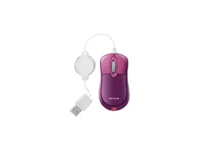 F5L016-USB-PBP - Belkin Retractable Plum Berry Optical Travel Mouse
