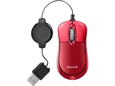 F5L016NEUSB-RED - Belkin Retractable USB Optical Mouse (Red)