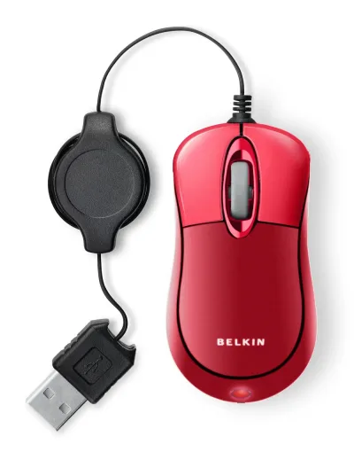 F5L016NGUSB-RED - Belkin Retractable Travel Mouse Jetset Red