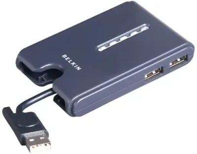 F5U217 - Belkin 4-Port Hi-Speed USB 2.0 Pocket Hub - 3 x 4-pin Type A USB 2.0 1 x 4-pin Type A USB 2.0 - External