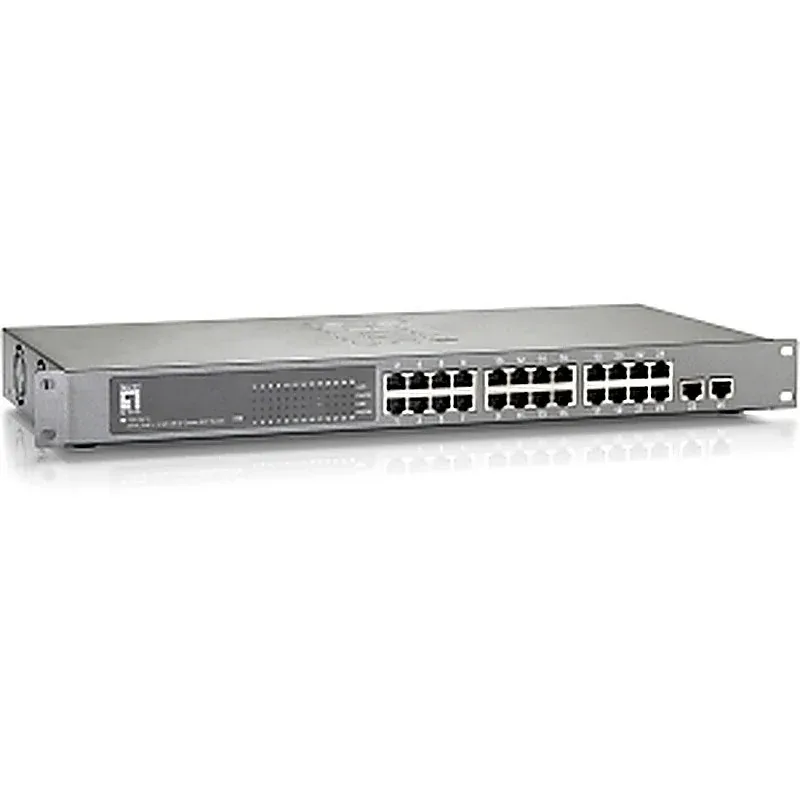 LevelOne FGP-2410 24 x Ports PoE 100Base-TX + 2 x Ports SFP Combo Layer 2 Unmanaged Supports 4K MAC address 1U Rack-Mountable Fast Ethernet Network Switch. In Stock