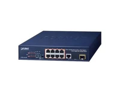 FGSD-1011HP - Planet 8 x Ports 10/100Base-TX 802.3at/af PoE + 1 x Port 10/100/1000Base-T + 1 x Port 100/1000Base-X SFP Desktop Network Switch