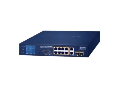FGSD-1022VHP - Planet 8 x Ports 10/100Base-TX PoE + 2 x Ports Gigabit TP/SFP Combo Desktop Network Switch with LCD PoE