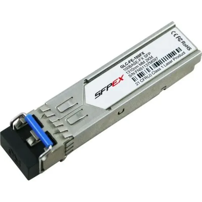 GLC-FE-100FX - Cisco 100Mb/s 100Base-FX Multi-Mode Fiber 2km 1310nm Duplex LC Connector SFP Transceiver Module