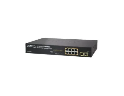 GS-4210-8P2S - Planet 8 x Ports 10/100/1000Base-T PoE+ + 2 x Ports 100/1000Base-X SFP Layer 2 Managed Ethernet Switch