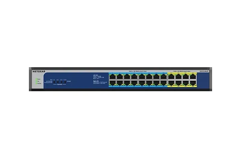 Netgear GS524UP-100NAS 16-Ports PoE+ + 10/100/1000Base-T + 8-Ports PoE+ 1000Base-T Layer 2 Unmanaged 1U Rack-mountable Gigabit Ethernet Network Switch
