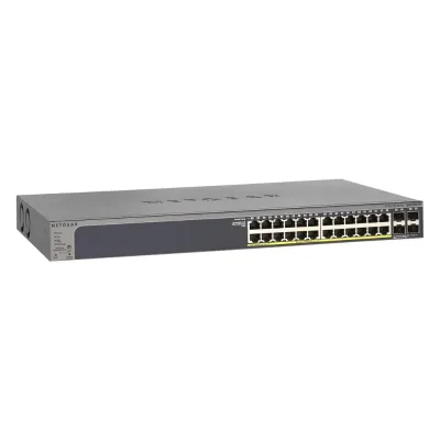 GS728TP - Netgear Standalone Smart Switch Series 24 Network 4 Expansion Slot Manageable Twisted Pair Optical Fiber Modular 3 Layer Supported 1U High Rack-mountable