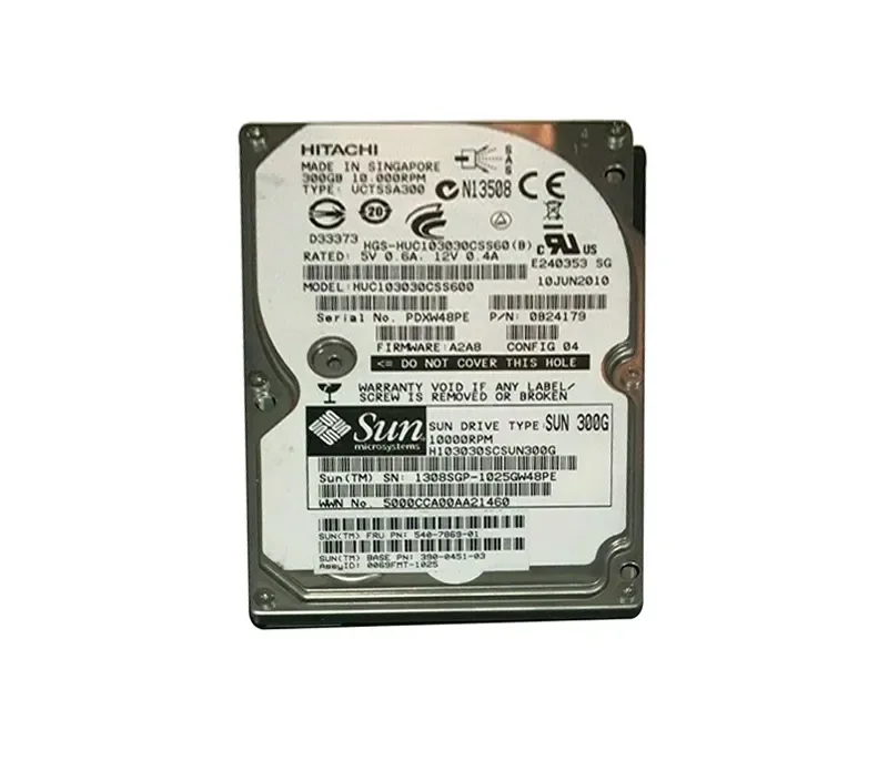 H103030SCSUN300G Sun 300GB 10000RPM SAS 6GB/s Hot-Pluggable 64MB Cache 2.5-inch Hard Drive