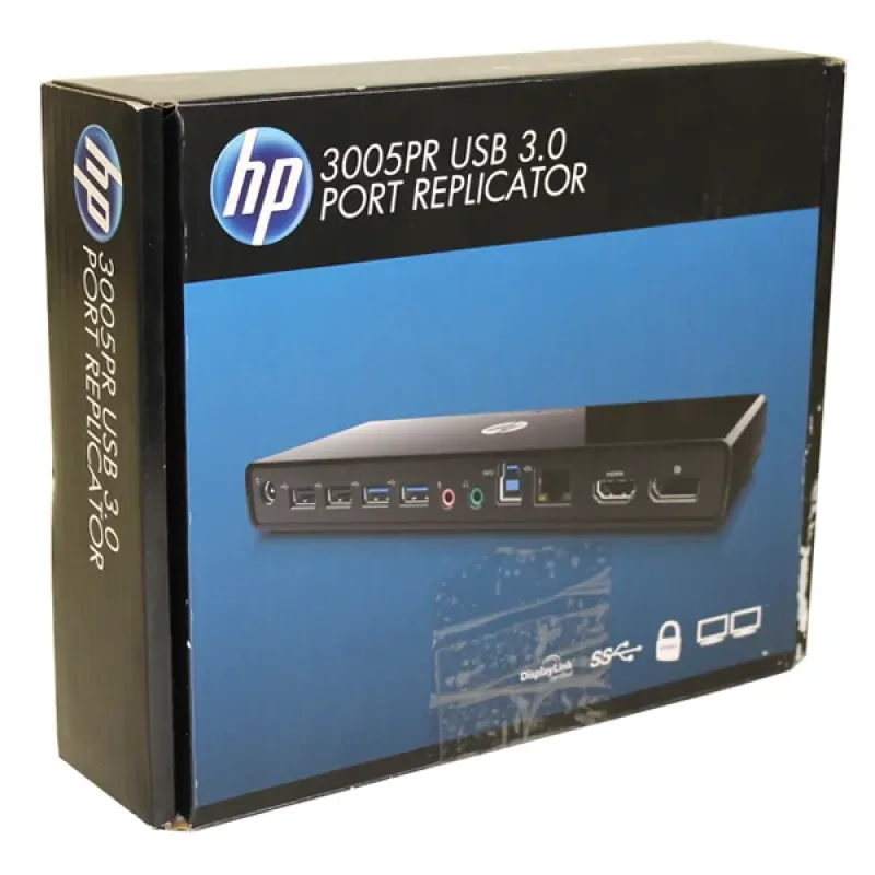 HP H1L08AA#ABA 3005PR USB 3.0 Port Replicator HDMI DisplayPort with AC Adapter
