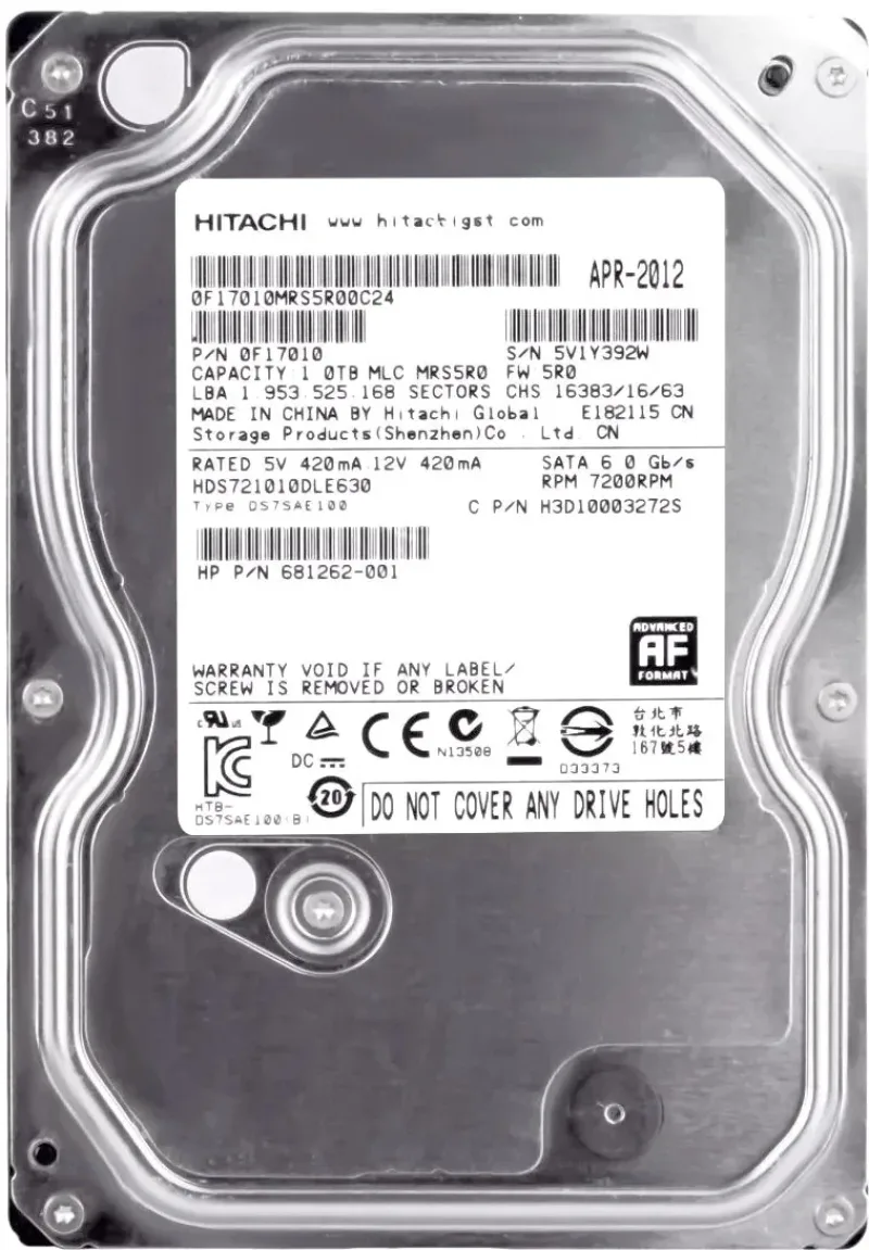 H2IK10003272SP - Hitachi TravelStar IDK 1TB 7200RPM SATA 6Gb/s 32MB Cache 2.5-inch Hard Drive