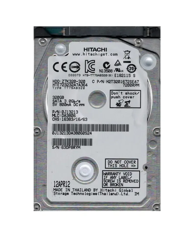 H2T3201672SEA7 - Hitachi 320GB 7200RPM SATA 3Gb/s 2.5-inch Hard Drive