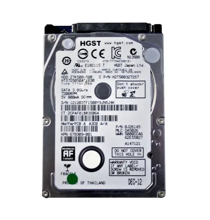 H2T500327257 - Hitachi 500GB 7200RPM SATA 6Gb/s 2.5-inch Hard Drive