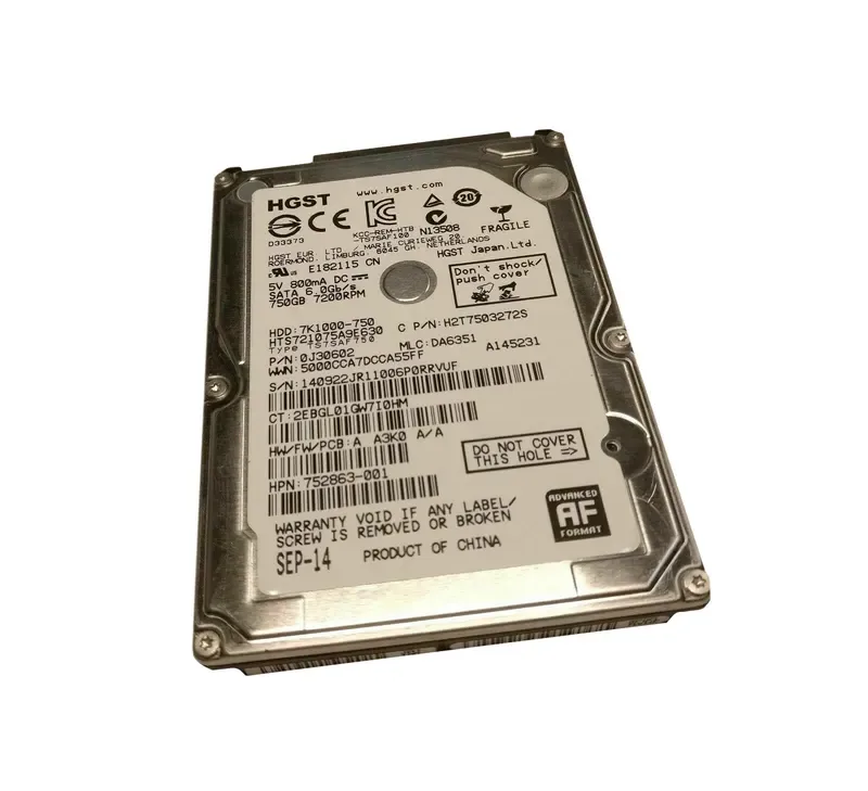 H2T7503272S - Hitachi 750GB 7200RPM SATA 6Gb/s 2.5-inch Hard Drive