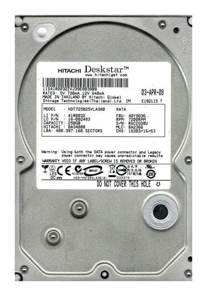 H3250B72P - Hitachi Deskstar T7K250 250GB 7200RPM IDE Ultra ATA/100 (ATA-6) 3.5-inch Hard Drive