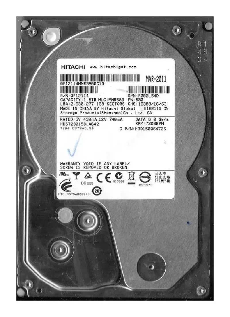 H3D30003254S - Hitachi IDK Deskstar 3TB 5400RPM SATA 6GB/s 32MB Cache 3.5-inch Hard Disk Drive