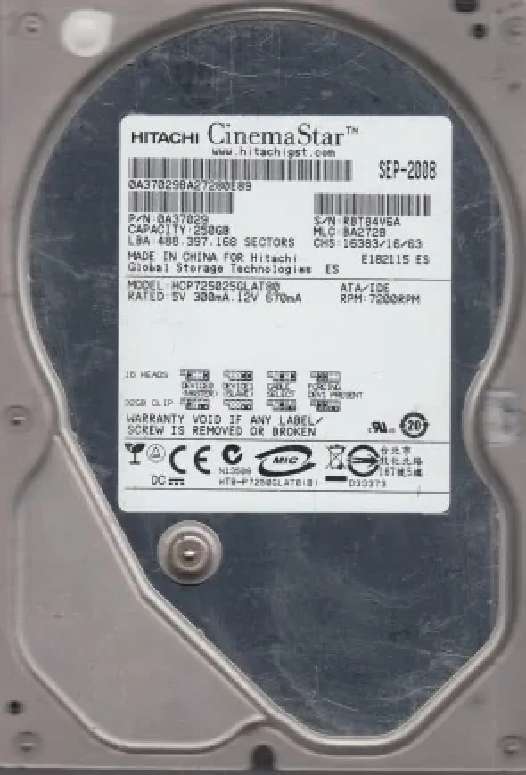 HCP725032GLAT80 - Hitachi CinemaStar P7K500 320GB 7200RPM ATA-133 8MB Cache 3.5-inch Hard Drive