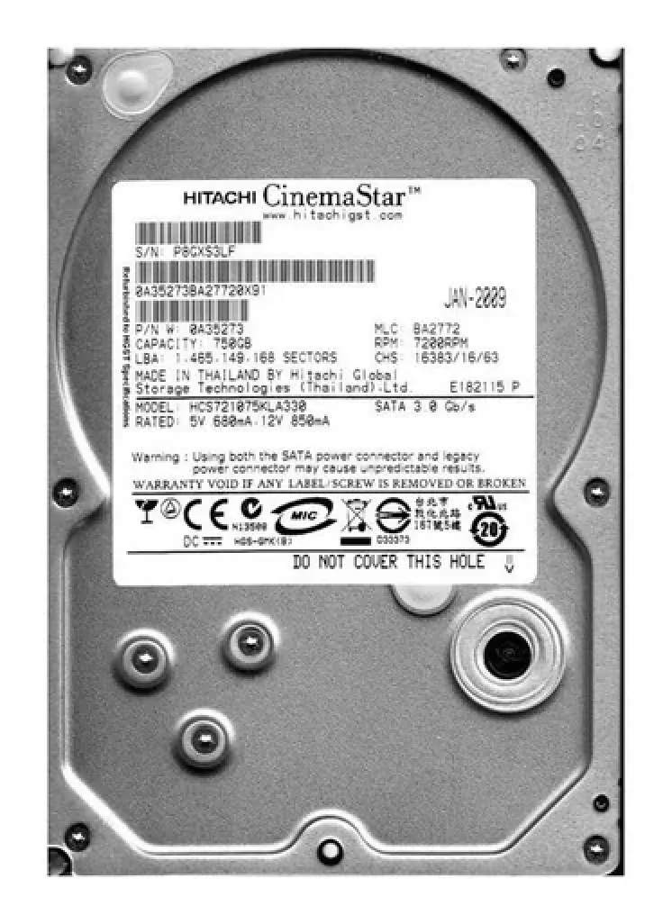 HCS725040VLA380 - Hitachi CinemaStar 7K500 400GB 7200RPM SATA 3Gb/s 8MB Cache 3.5-inch Hard Drive