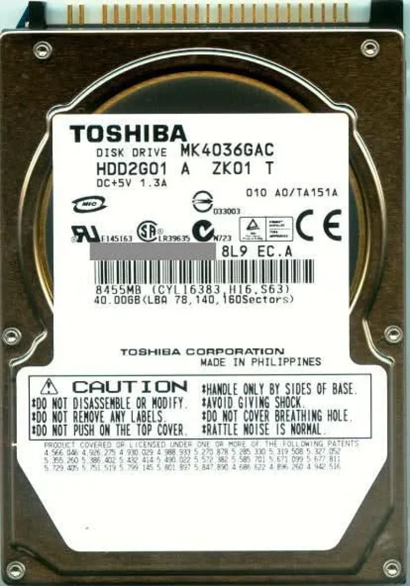 HDD2010C - Toshiba 40GB 5400RPM ATA-100 8MB Cache 2.5-inch Hard Disk Drive