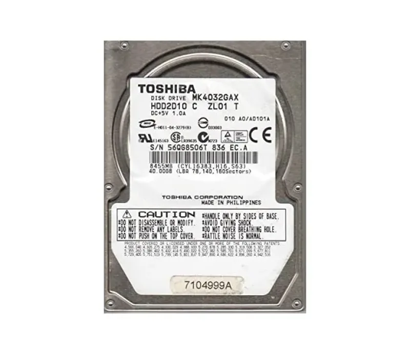 HDD2D10 - Toshiba MK4032GAX 40 GB 2.5 Internal Hard Drive - IDE Ultra ATA/100 (ATA-6) - 5400 rpm - 8 MB Buffer