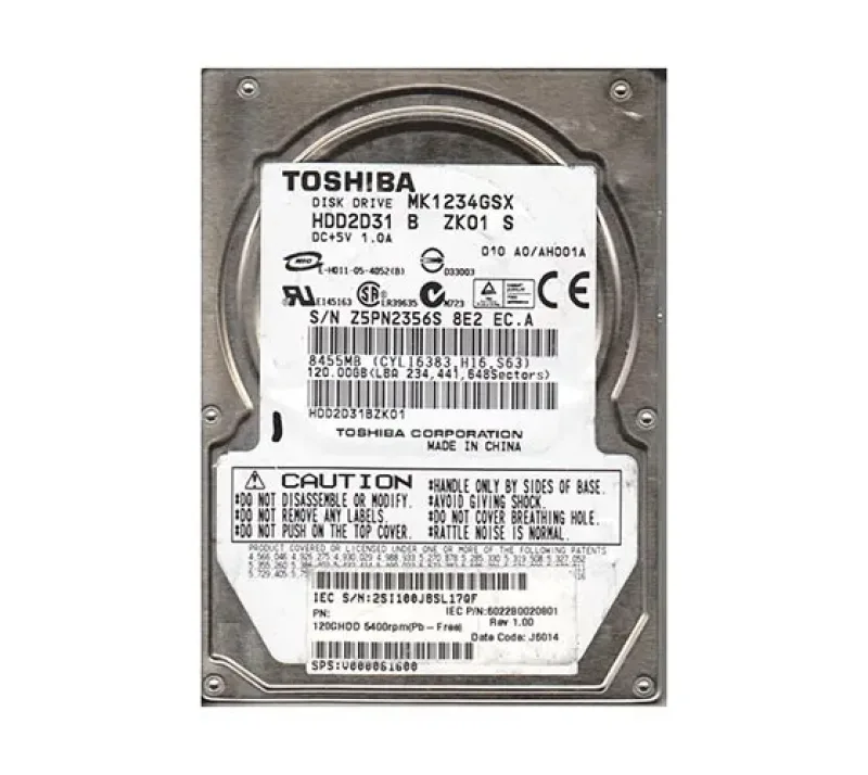 HDD2D31 - Toshiba MK1234GSX 120 GB 2.5 Internal Hard Drive - SATA/150 - 5400 rpm - 8 MB Buffer