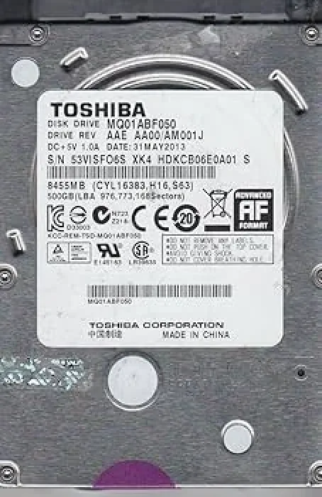 HDD2F01 - Toshiba 500GB 16MB Cache 7200RPM SATA 3GB/s 2.5-inch Hard Disk Drive