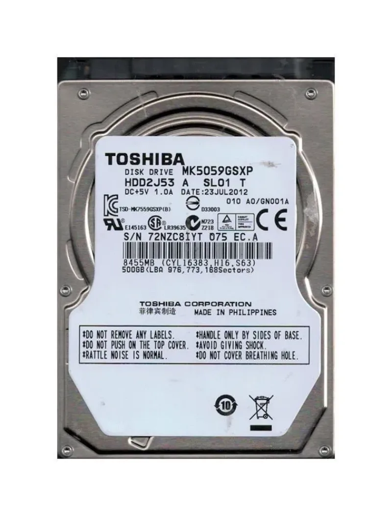 HDD2H82A - Toshiba 500GB 5400RPM SATA 3Gb/s 2.5-inch Hard Drive