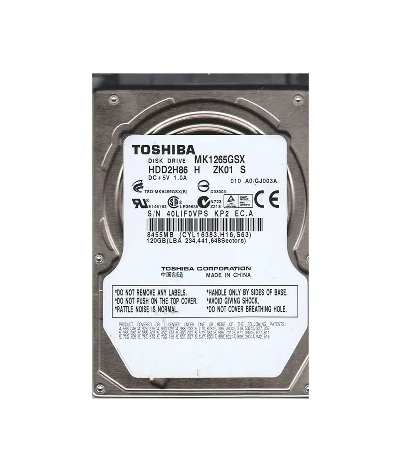 HDD2H86 - Toshiba 120GB 5400RPM SATA 3Gb/s 2.5-inch Hard Drive