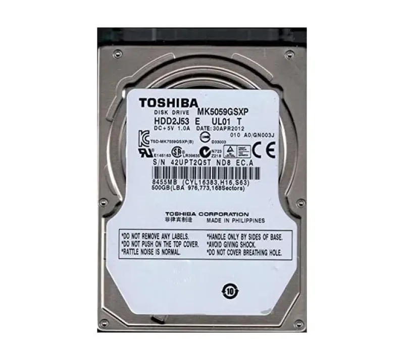 HDD2J53 - Toshiba 500GB 5400RPM 8MB Cache SATA 3GB/s 2.5-inch Laptop Hard Drive