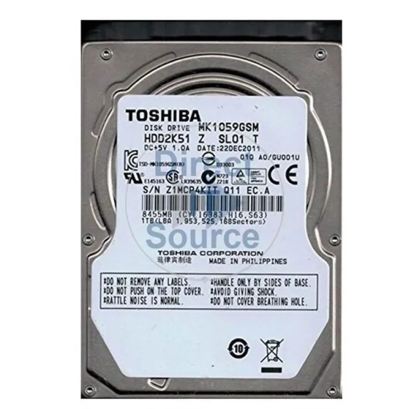 HDD2K51 - Toshiba 1TB 5400RPM SATA 3GB/s 8MB Cache 2.5-inch Hard Disk Drive