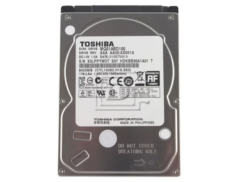 HDKAB05AZA01 - Toshiba 1TB 5400RPM SATA 3GB/s 8MB Cache 2.5-inch Hard Disk Drive