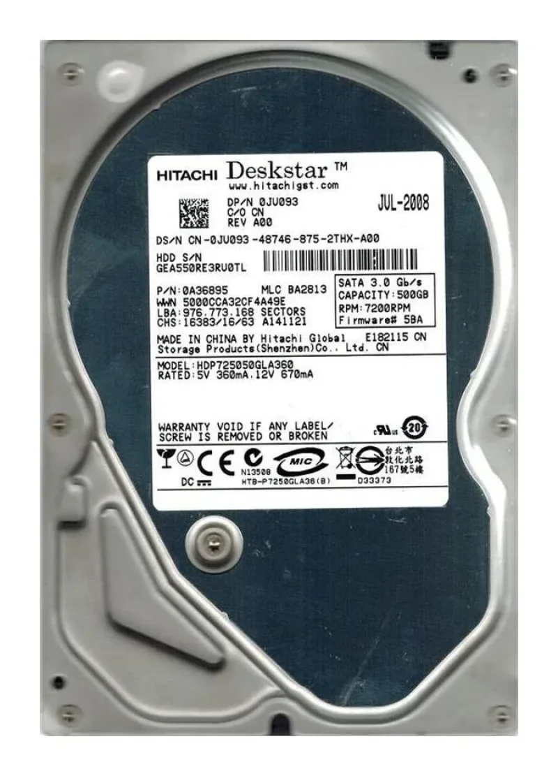 HDS722540VLAT20 - Hitachi Deskstar 7K250 40GB 7200RPM IDE Ultra ATA/100 (ATA-6) 2MB Cache 3.5-inch Hard Drive
