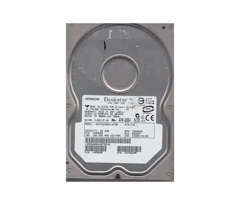 HDS722580VLAT20 - Hitachi Deskstar 7K250 80GB 7200RPM IDE Ultra ATA/100 (ATA-6) 2MB Cache 3.5-inch Hard Drive