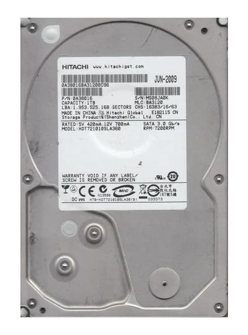 HDT721064SLA380 - Hitachi Deskstar 7k1000.B 640GB 7200RPM SATA 3Gb/s 8MB Cache 3.5-inch Hard Drive