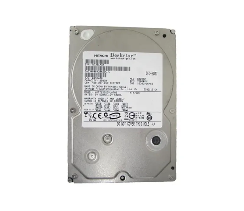 HDT725025VLAT80 - Hitachi Deskstar T7K500 250GB 7200RPM ATA-133 8MB Cache 3.5-inch Hard Drive