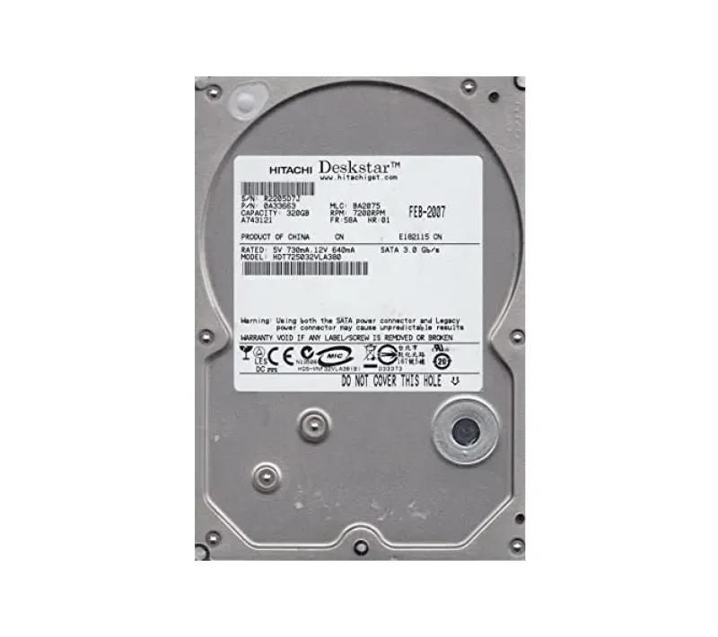 HDT725032VLA380 - Hitachi Deskstar 320GB 7200RPM SATA 3Gb/s 7-Pin 8MB Cache 3.5-inch Hard Drive