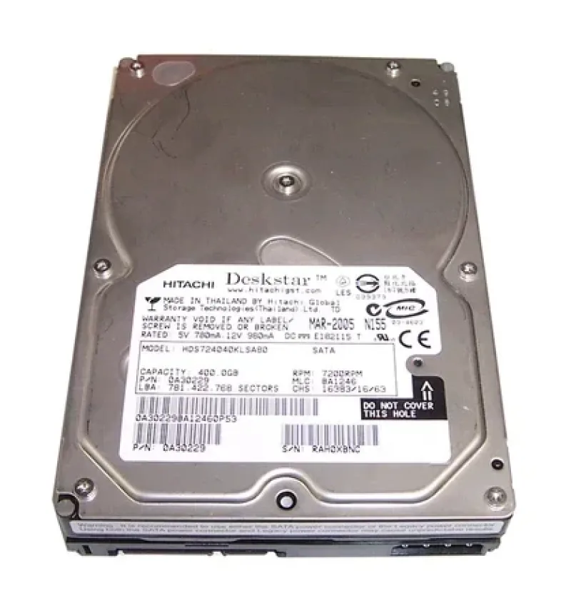 HDT725040VLA380 - Hitachi Deskstar T7K500 400GB 7200RPM SATA 3Gb/s 8MB Cache 3.5-inch Hard Drive