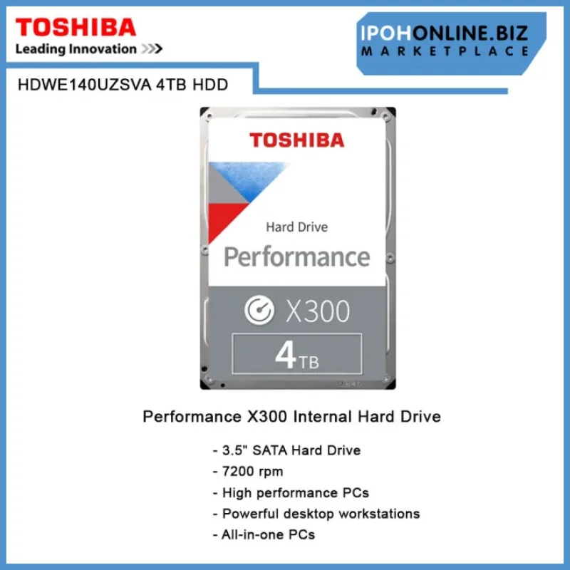 HDWE140EZSTA - Toshiba X300 4TB 7200RPM SATA 6GB/s 128MB Cache 3.5-inch Hard Disk Drive